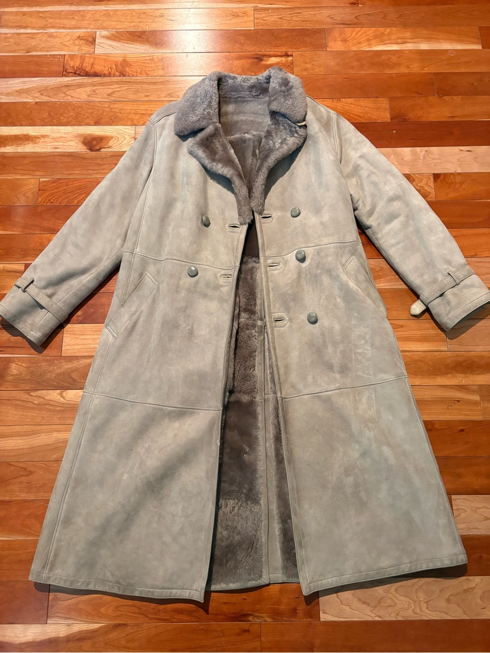 Vintage Shearling/Suede Full-Length Trench Coat Size 52